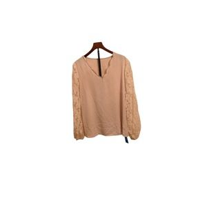 NWT‎ CUPSHE Cream Lace Sleeve V Neck Blouse Top Women's XL